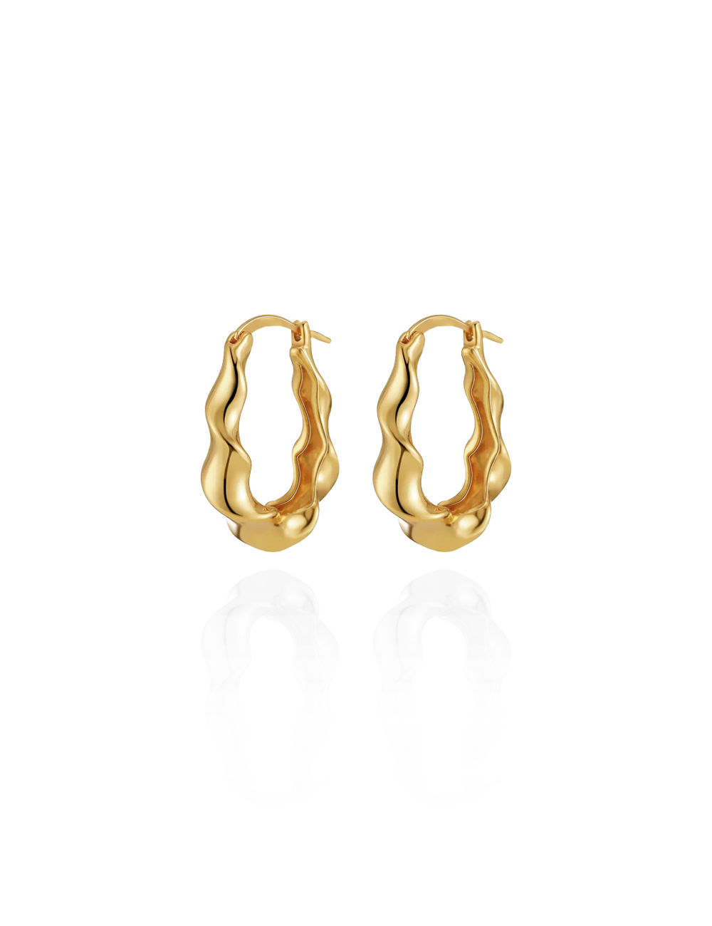 24k gold filled wavy sculpted hoop earring