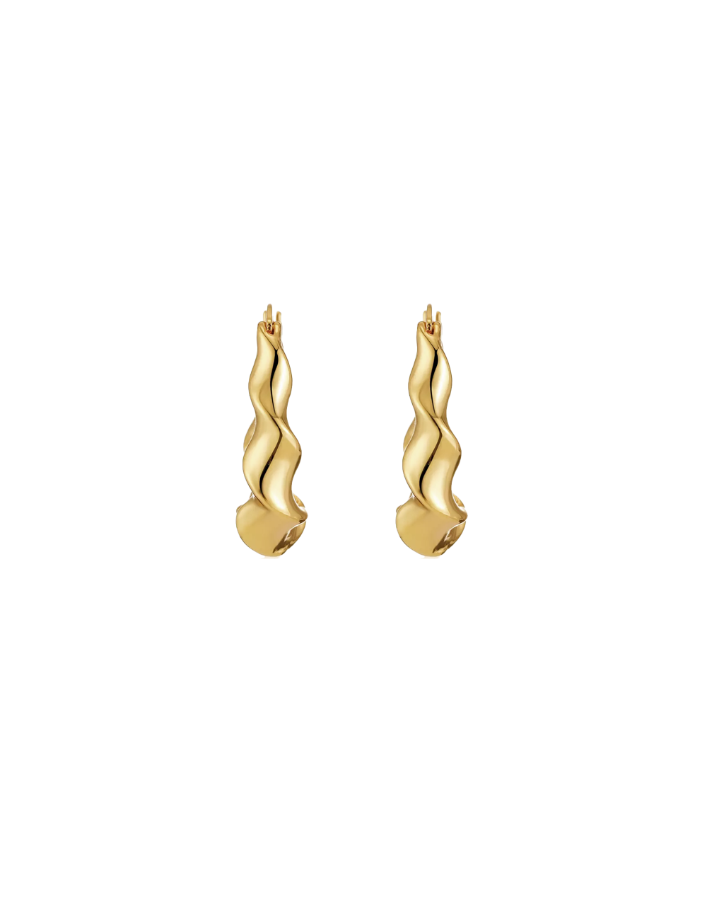 24k gold filled wavy sculpted hoop earring