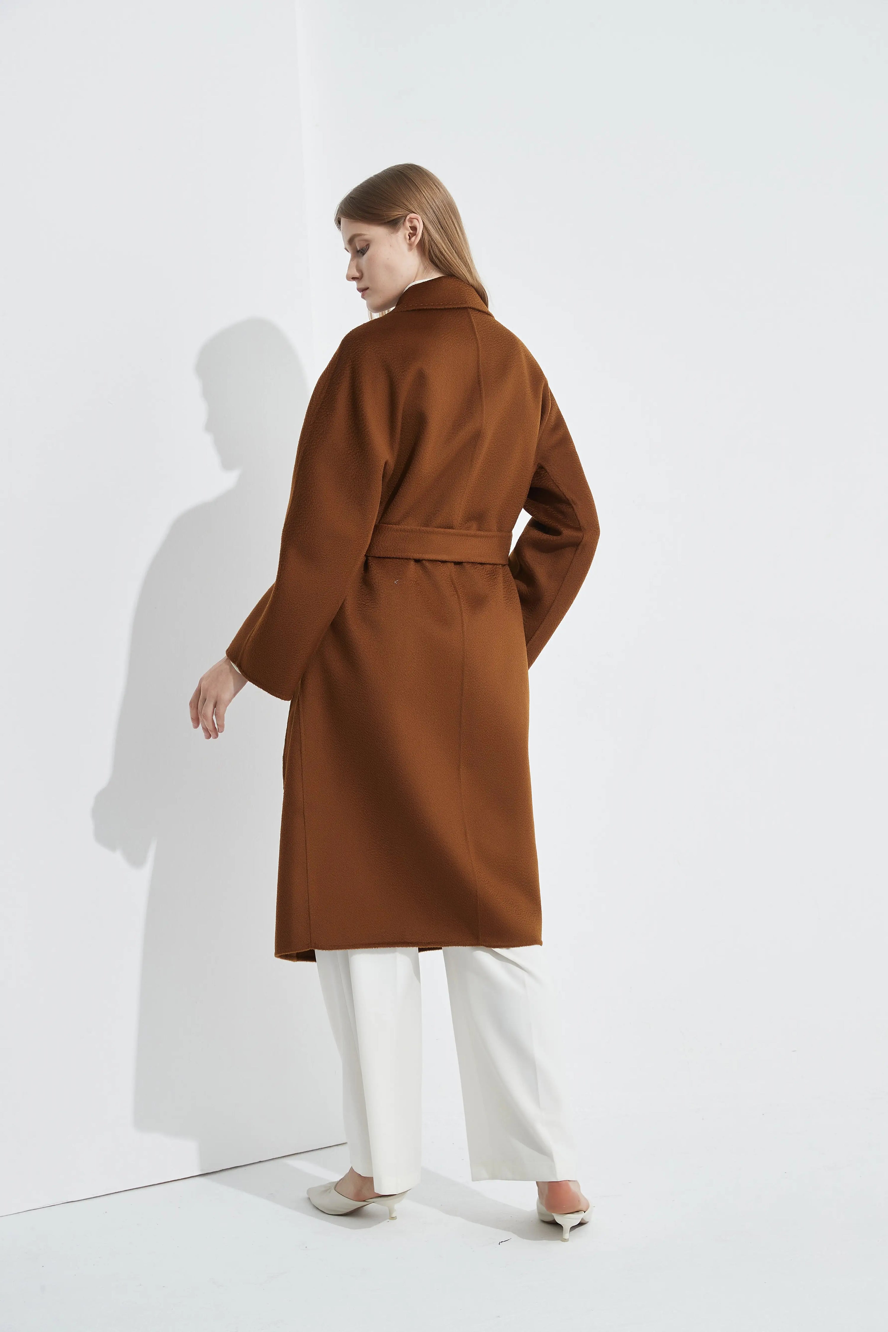 Organic Double - Breast Cashmere Belted Coat