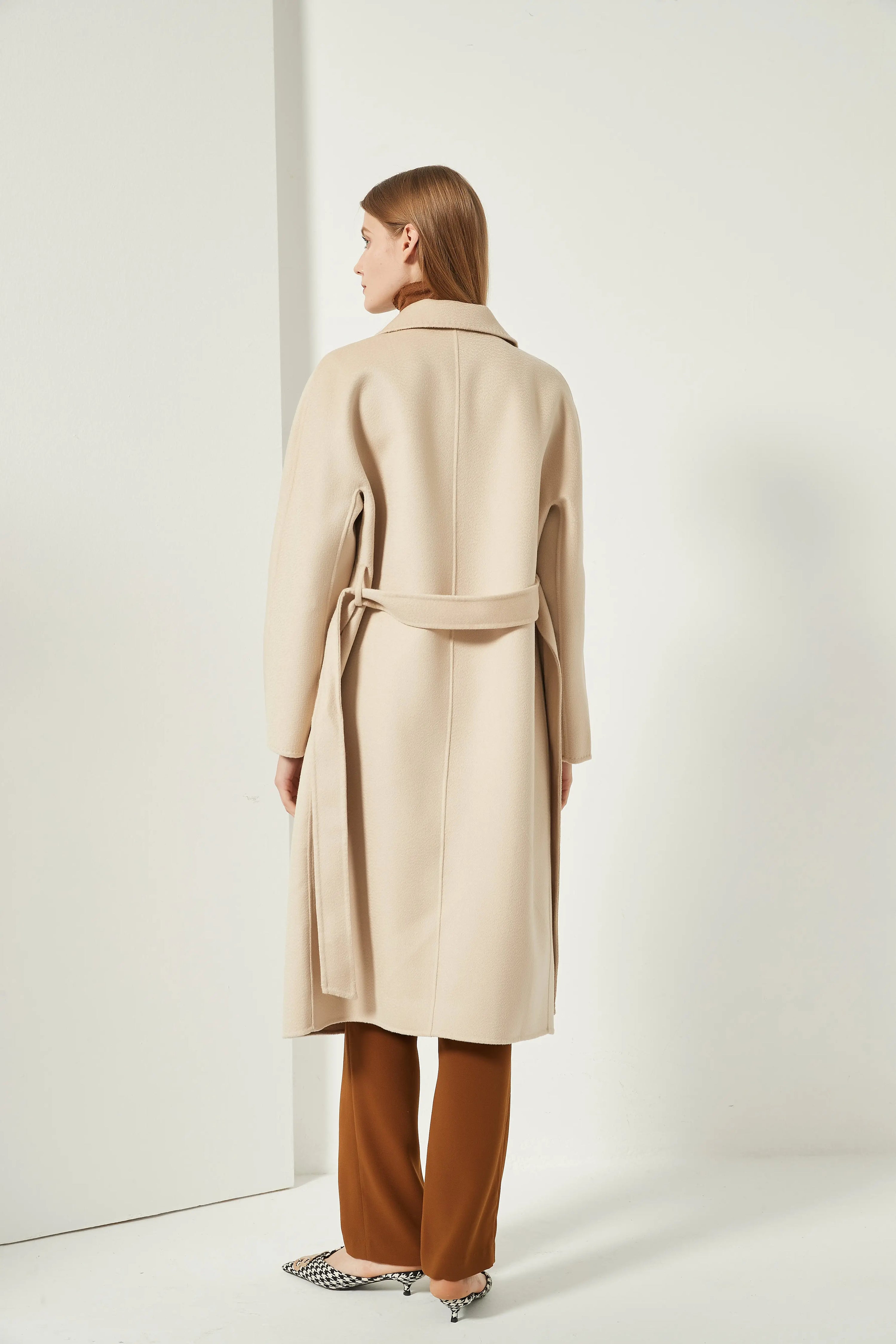 Organic Double - Breast Cashmere Belted Coat