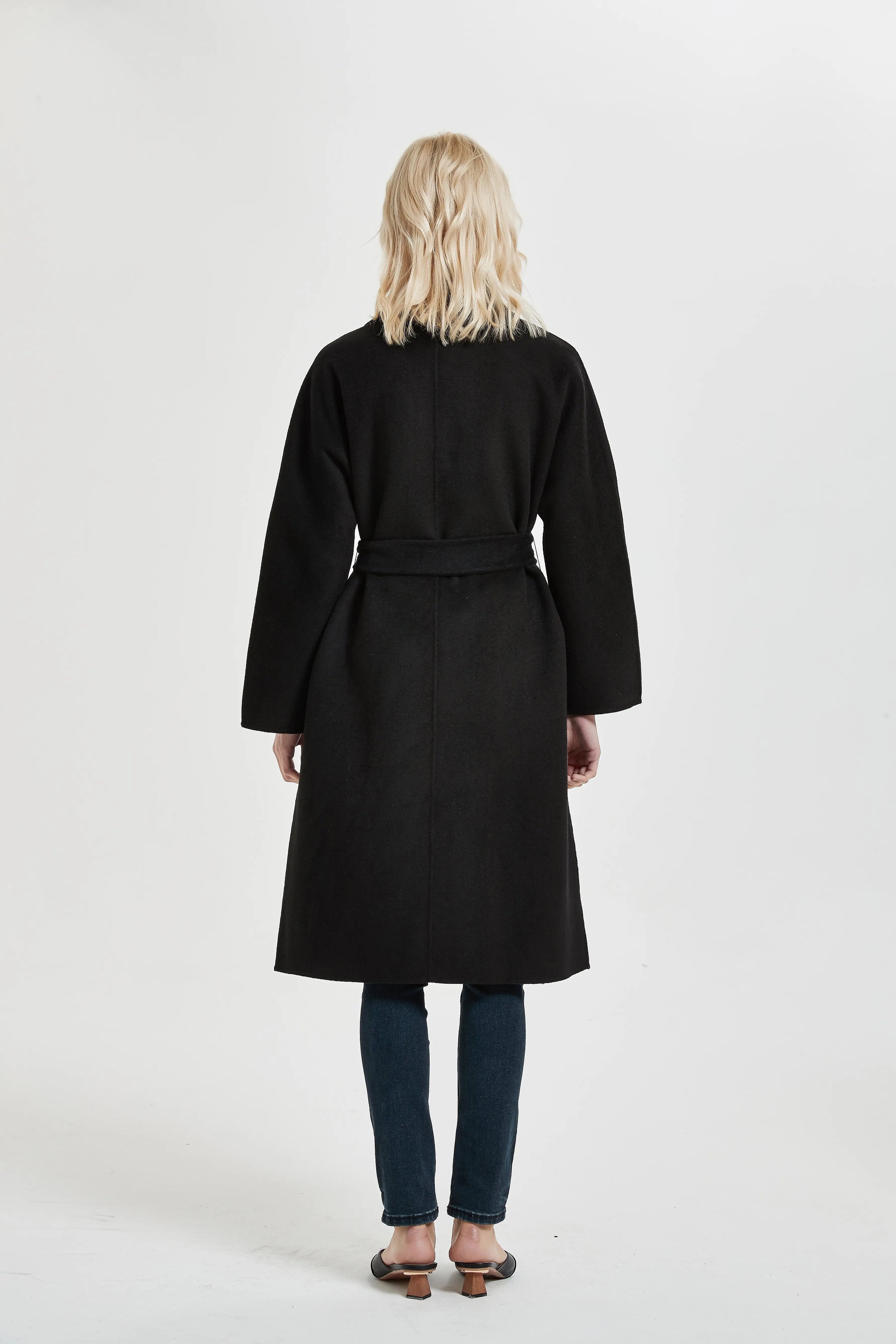 Organic Double - Breast Cashmere Belted Coat