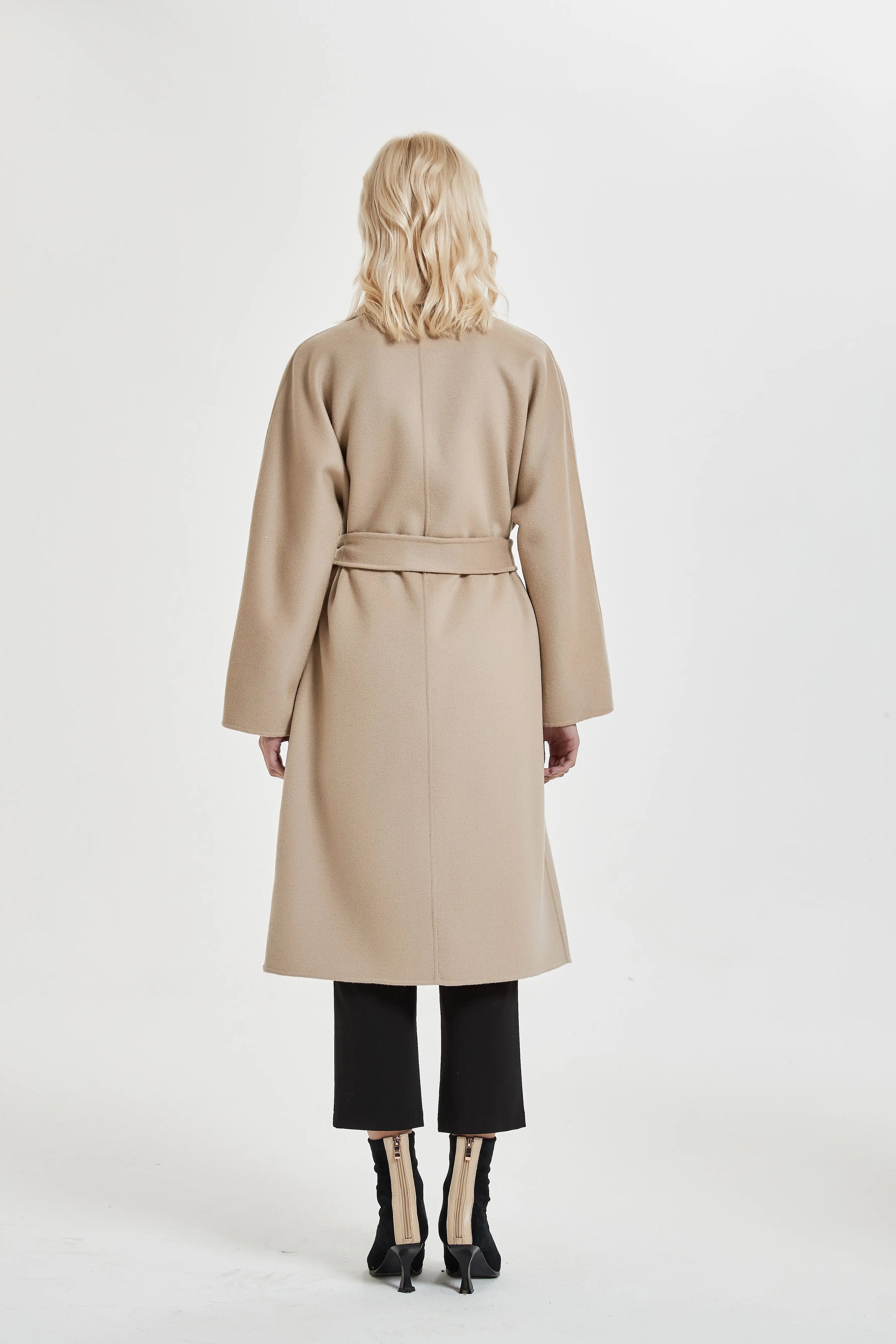 Organic Double - Breast Cashmere Belted Coat