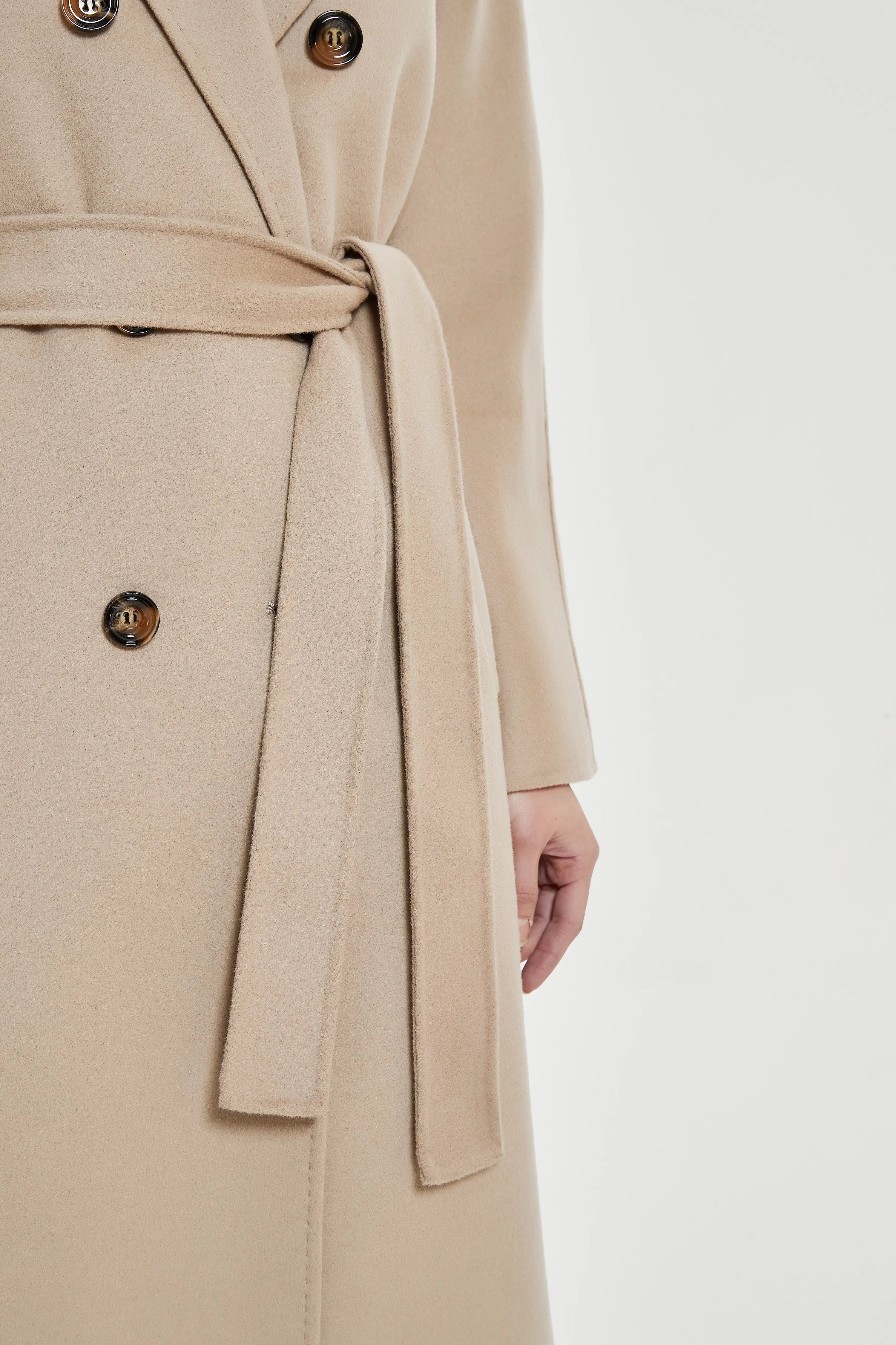 Organic Double - Breast Cashmere Belted Coat