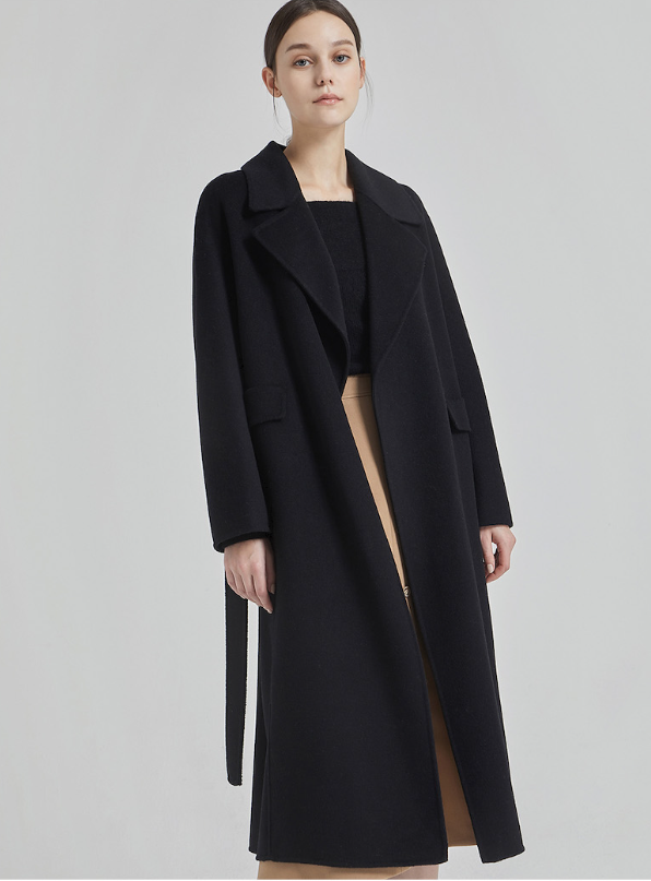 Cashmere Blend Belted Classic Long Coat