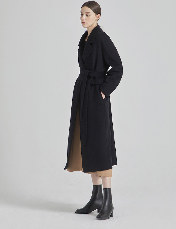 Cashmere Blend Belted Classic Long Coat