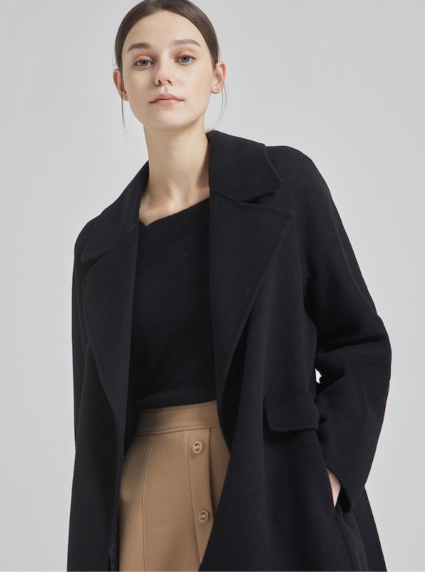 Cashmere Blend Belted Classic Long Coat