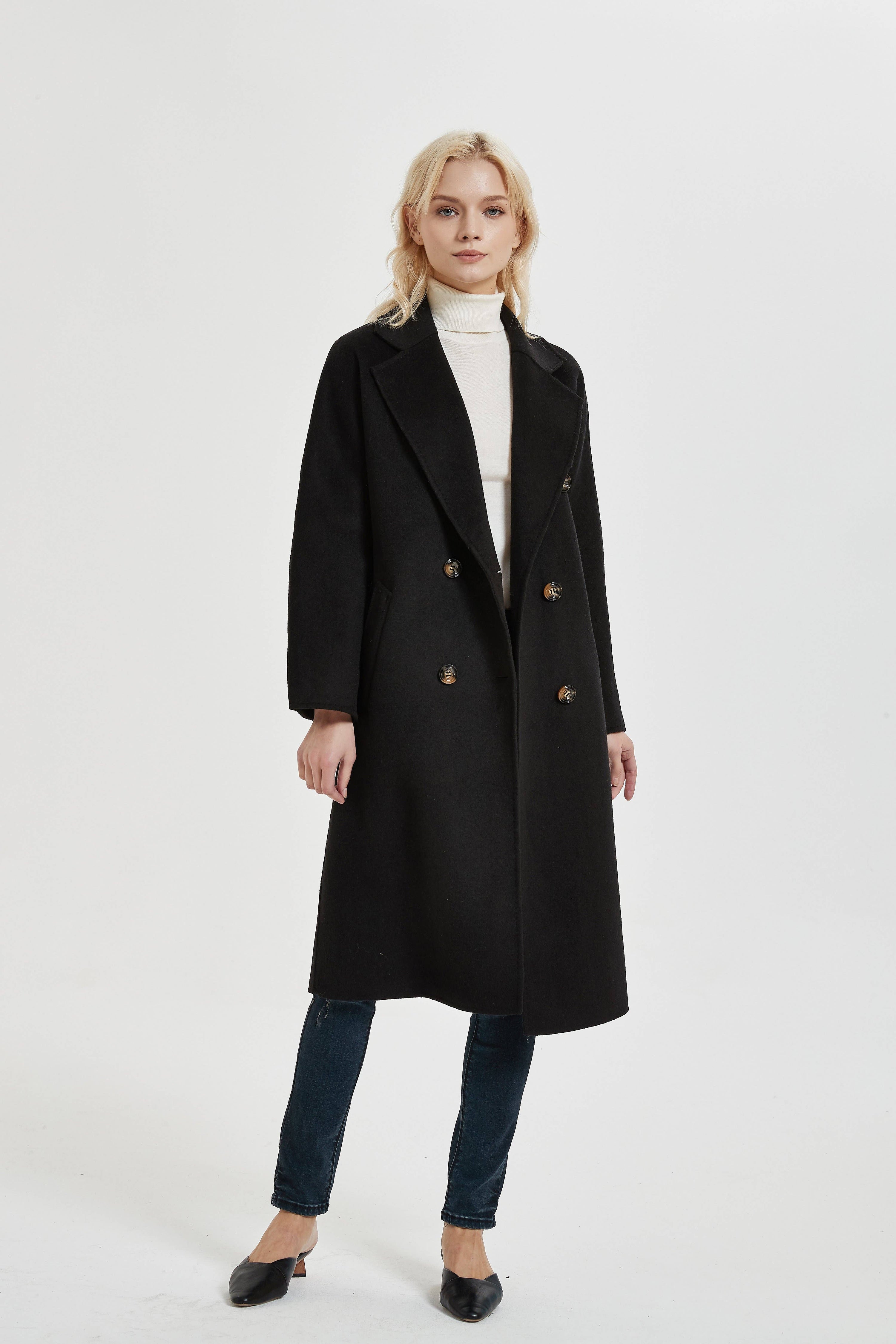 Organic Double - Breast Cashmere Belted Coat